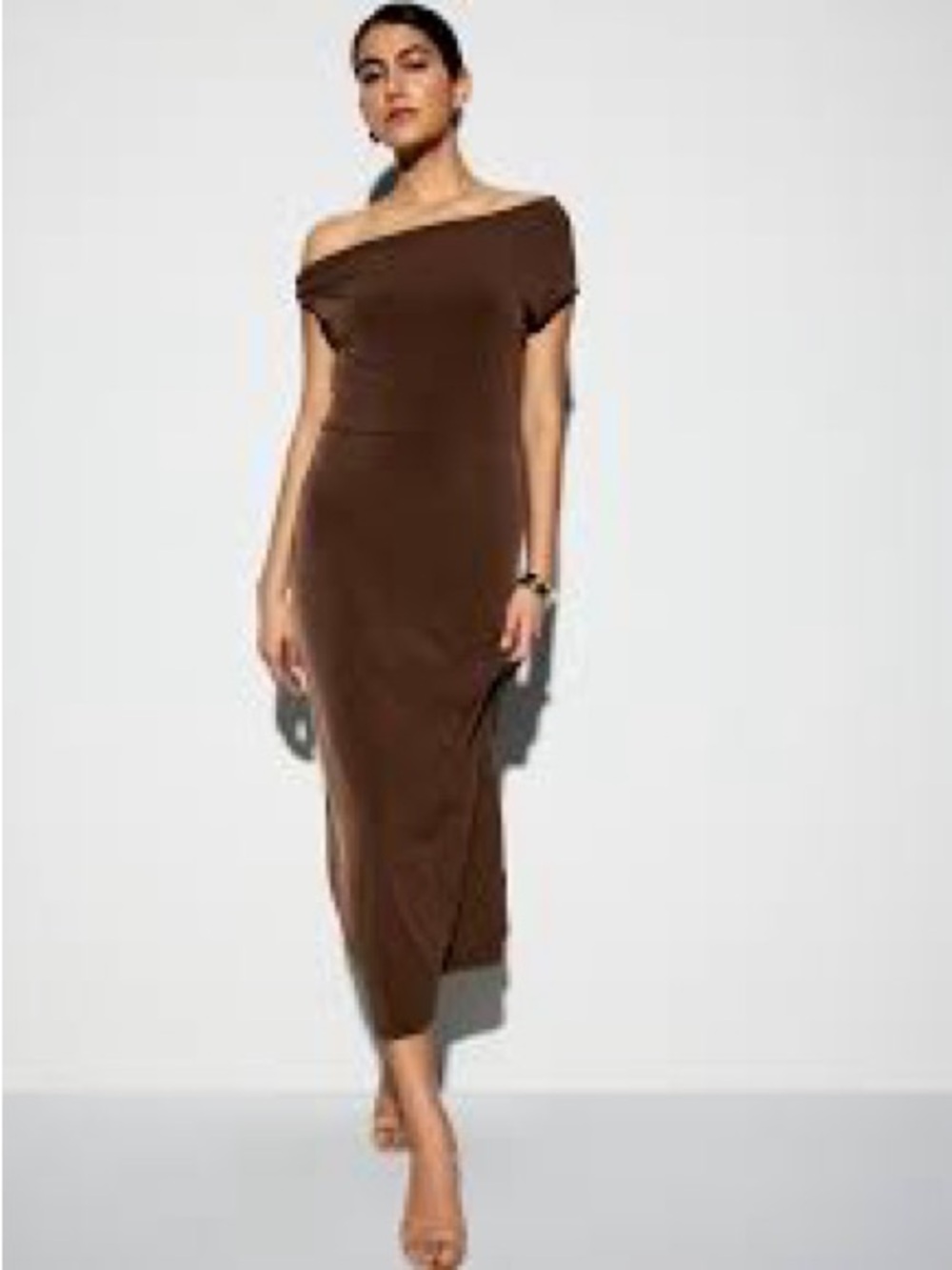 Old Navy Brown Off-Shoulder Midi Dress
